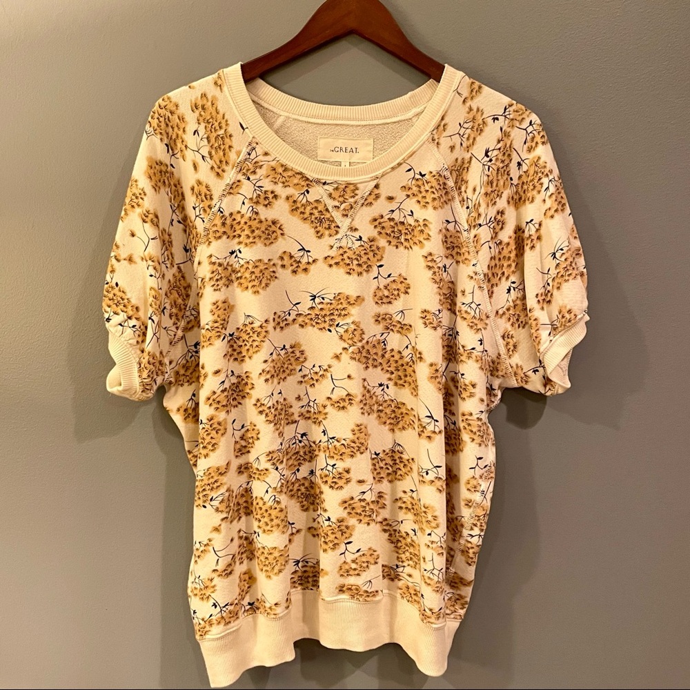 The Great Short Sleeve Puff Sweatshirt in Chamomile, size 3